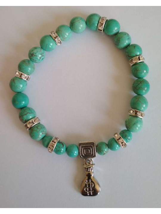 Türkis-Mineral-Armband mit Geldtasche.