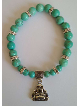 Türkis-Mineral-Armband mit Wunsch-Buddha.