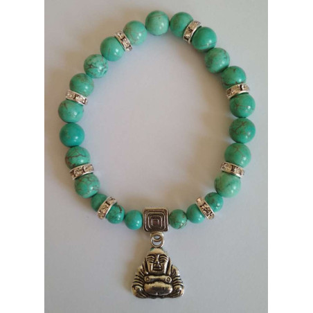 Türkis-Mineral-Armband mit Wunsch-Buddha.