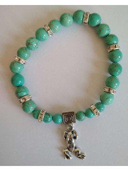 Türkis-Mineral-Armband mit Glücksfrosch.