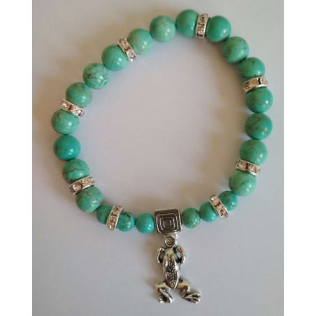 Türkis-Mineral-Armband mit Glücksfrosch.