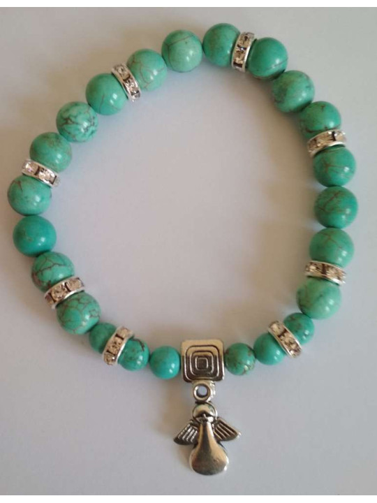 Türkis-Mineral-Armband mit Engel.