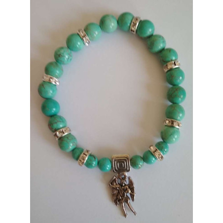 Türkis-Mineral-Armband mit Sankt Michael, Schutz.