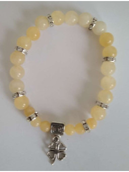 Gelbes Jaspis-Mineralienarmband mit Glücksklee