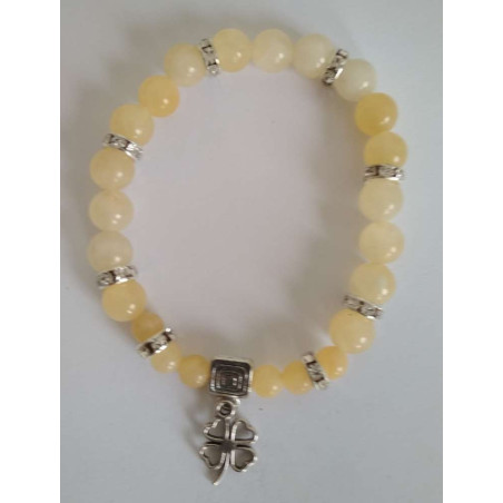 Gelbes Jaspis-Mineralienarmband mit Glücksklee