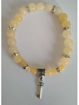 Gelbes Jaspis-Mineral-Armband mit Glücksschlüssel