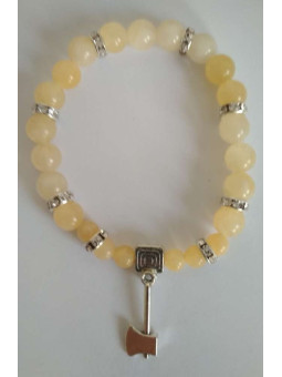 Gelbes Jaspis-Mineralienarmband mit Axt lockt Kunden an