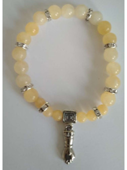 Gelbes Jaspis-Mineral-Armband mit Figa-Faust, Schutz und Verteidigung