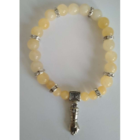 Gelbes Jaspis-Mineral-Armband mit Figa-Faust, Schutz und Verteidigung