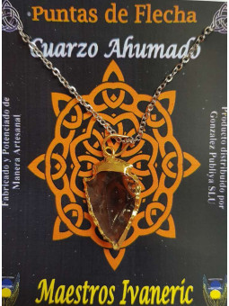 Pfeilspitze Rauchquarz Mineral Goldener Anhänger 3cm