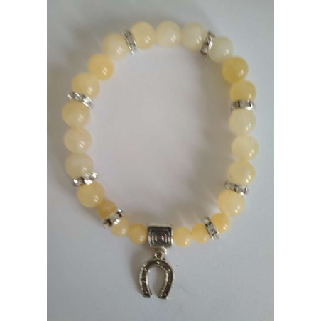 Gelbes Jaspis-Mineral-Armband mit Glückshufeisen