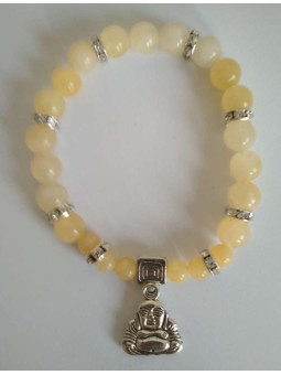 Gelbes Jaspis-Mineral-Armband mit Wunsch-Buddha