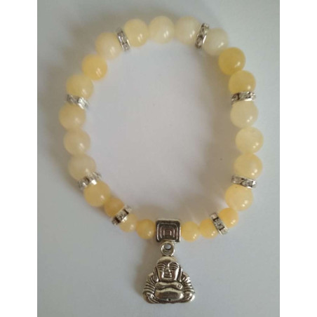 Gelbes Jaspis-Mineral-Armband mit Wunsch-Buddha