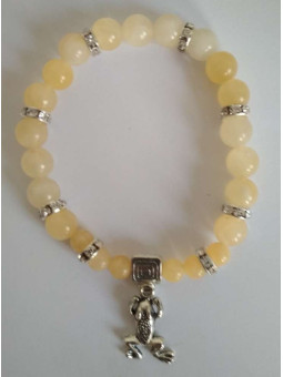 Gelbes Jaspis-Mineralienarmband mit Glücksfrosch