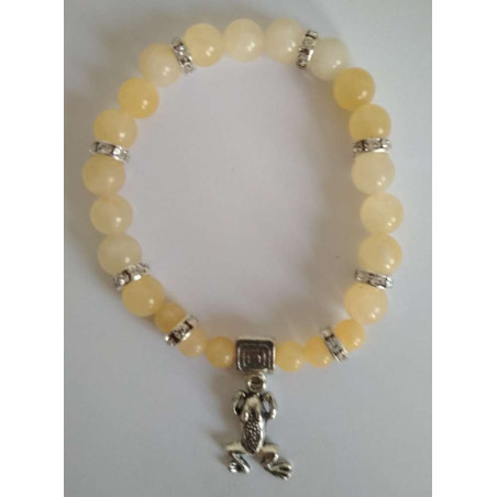 Gelbes Jaspis-Mineralienarmband mit Glücksfrosch