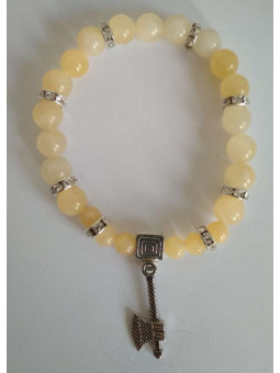 Gelbes Jaspis-Mineral-Armband mit keltischer Axt