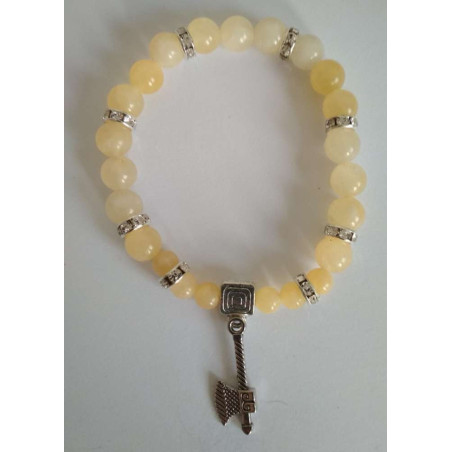 Gelbes Jaspis-Mineral-Armband mit keltischer Axt