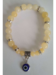 Armband Gelbes Jaspis-Mineral-Armband mit Türkischem Auge, Gegen Neid
