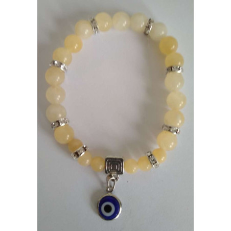 Armband Gelbes Jaspis-Mineral-Armband mit Türkischem Auge, Gegen Neid