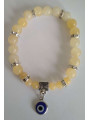 Armband Gelbes Jaspis-Mineral-Armband mit Türkischem Auge, Gegen Neid