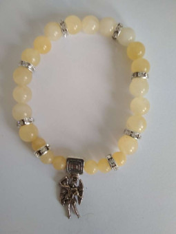 Gelbes Jaspis-Mineral-Armband mit Sankt Michael, Verteidigung und Schutz