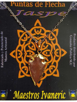 Pfeilspitze Jaspis Mineral Goldener Anhänger 3cm