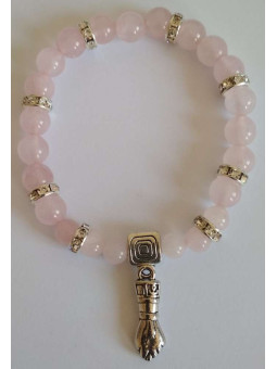 Rosenquarz-Mineral-Armband mit Manschette, Schutz in der Liebe