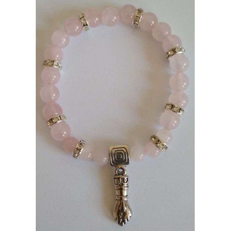 Rosenquarz-Mineral-Armband mit Manschette, Schutz in der Liebe