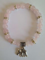 Mineralienarmband Rosenquarz mit Elefant, Wohlstand in der Liebe