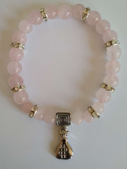 Rosenquarz-Mineralienarmband mit Morralito, Glück in der Liebe