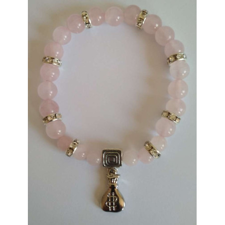Rosenquarz-Mineralienarmband mit Morralito, Glück in der Liebe
