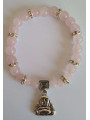 Rosenquarz-Mineralienarmband mit Buddha, Wünsche in Liebe
