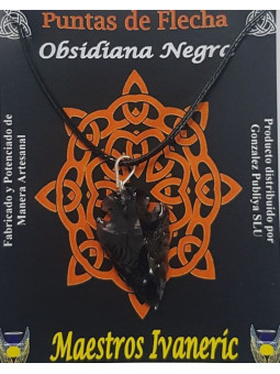 Pfeilspitze Obsidian Schwarz Mineral Anhänger 3cm mit Schnur