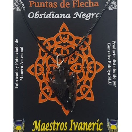 Pfeilspitze Obsidian Schwarz Mineral Anhänger 3cm mit Schnur