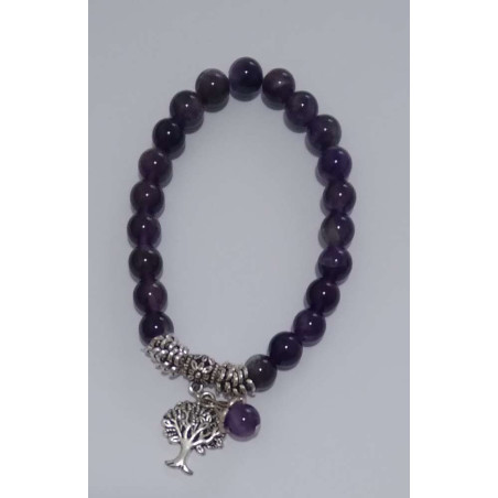 Armband Amethyst Mineral mit Lebensbaum