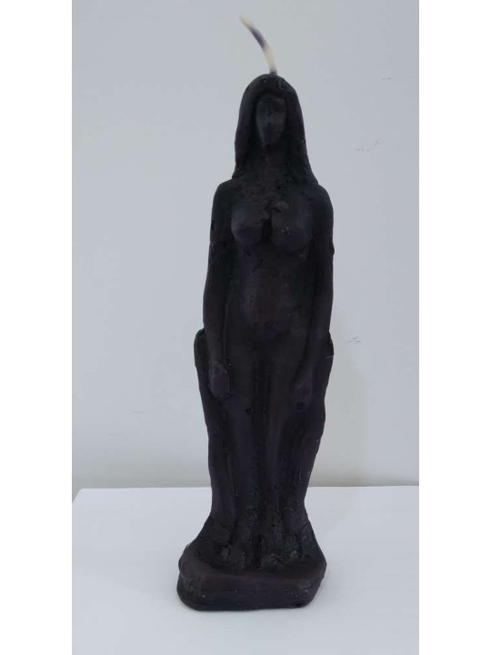 Große schwarze Kerze Frau 20cm