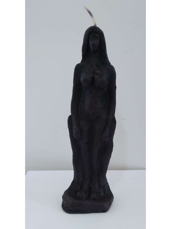 Große schwarze Kerze Frau 20cm