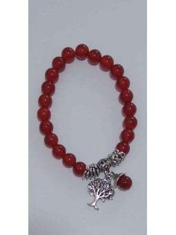 Armband Rotes Achat Mineral mit Lebensbaum
