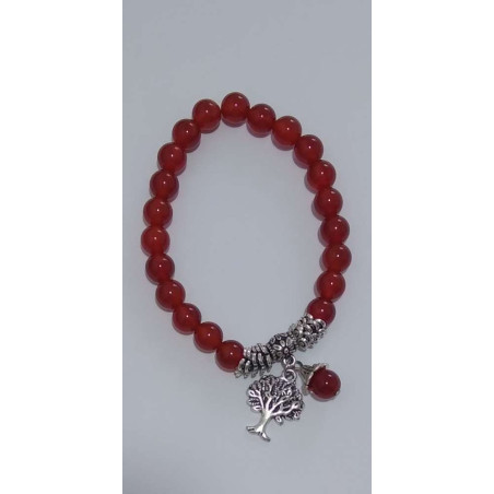 Armband Rotes Achat Mineral mit Lebensbaum