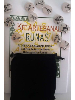 Rosenquarz-Runen, Wildlederetui und Anleitungsbroschüre