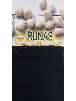 Weiße Quarz-Runen, Wildlederetui und Anleitungsbroschüre