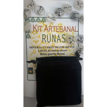 Kristallquarz-Runen, Wildlederetui und Anleitungsheft