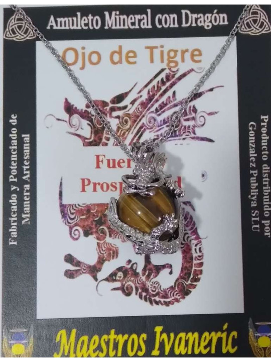 Drachen-Anhänger mit Tigerauge. Stärke und Wohlstand