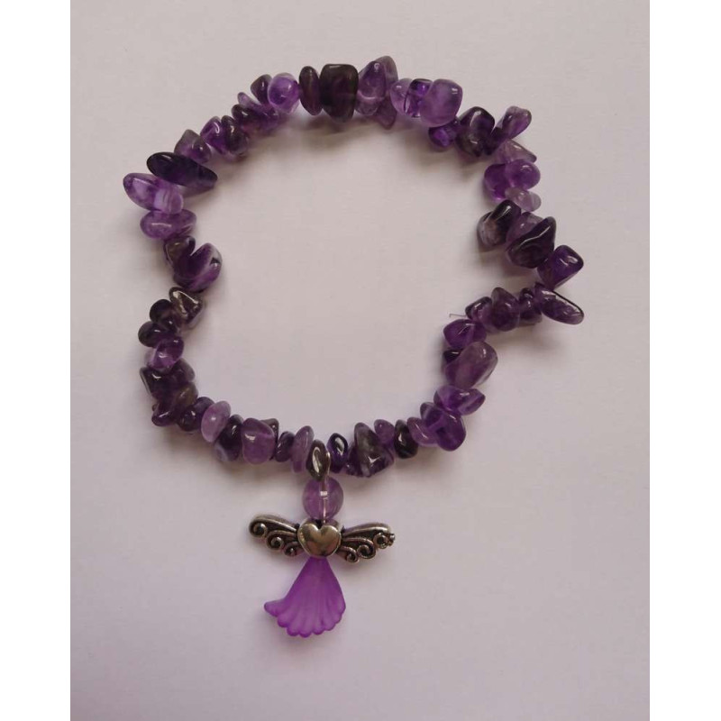 Armband Amethyst Mineral-Chip mit Engel