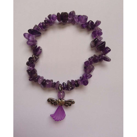 Armband Amethyst Mineral-Chip mit Engel
