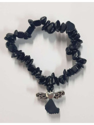 Armband Schwarzer Turmalin Mineral-Chip mit Engel