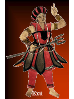 Plastifizierter Abdruck von Exú, 5x7,5cm.