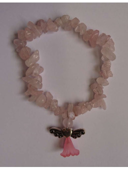 Armband Rosenquarz Mineral-Chip mit Engel