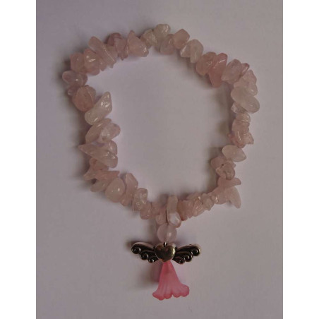Armband Rosenquarz Mineral-Chip mit Engel