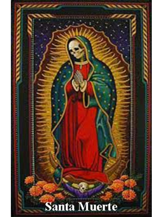 Santa Muerte Plastifizierter Abdruck 5x7,5cm.